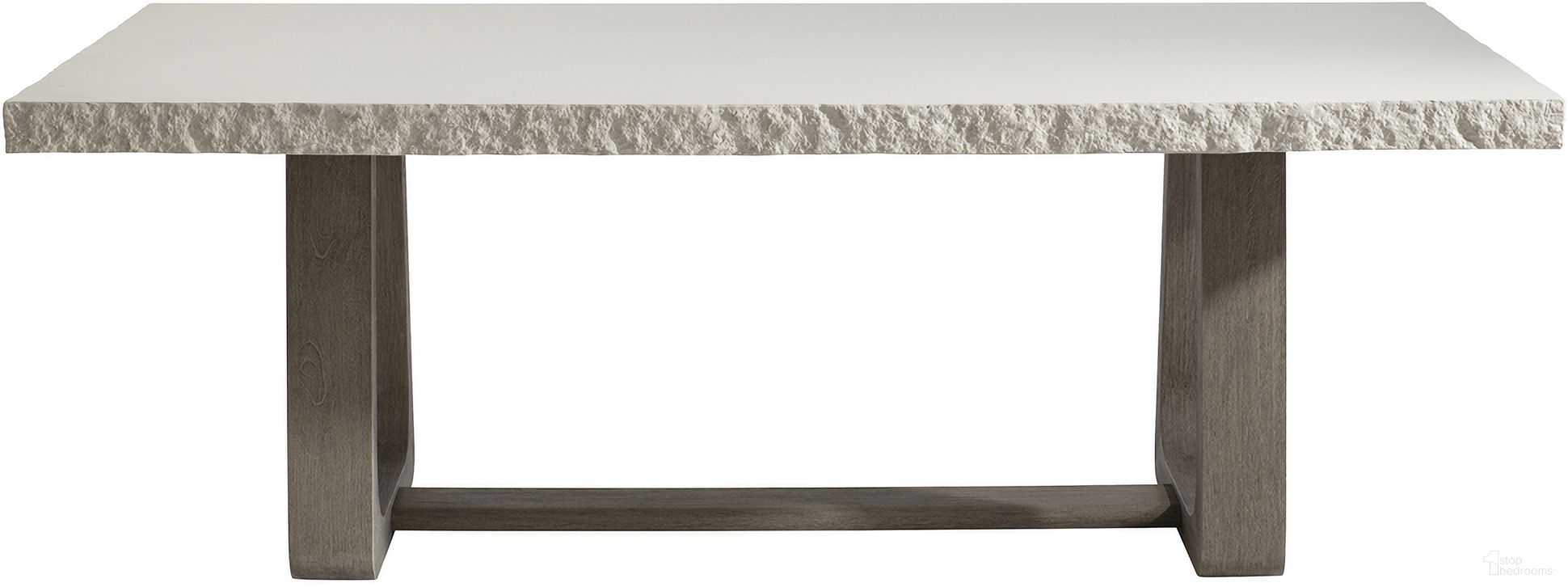 The appearance of Trouville Outdoor Dining Table designed by Bernhardt in the modern / contemporary interior design. This sand grey/weathered teak piece of furniture was selected by 1StopBedrooms from Trouville Collection to add a touch of cosiness and style into your home. Sku: X05224;X05225. Table Base Style: Trestle. Table Top Shape: Rectangular. Material: Concrete.