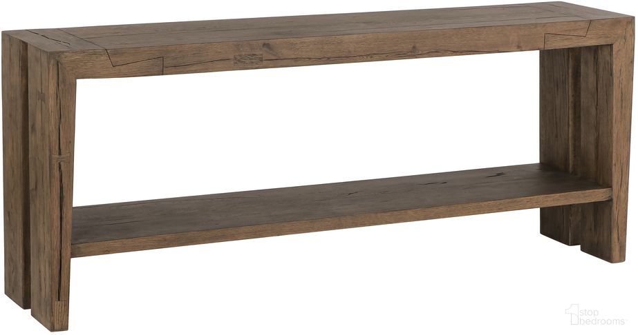 The appearance of Troy Console Table In Suede Brown designed by Classic Home in the modern / contemporary interior design. This suede brown piece of furniture  was selected by 1StopBedrooms from Troy Collection to add a touch of cosiness and style into your home. Sku: 51031327. Material: Oak Wood.
