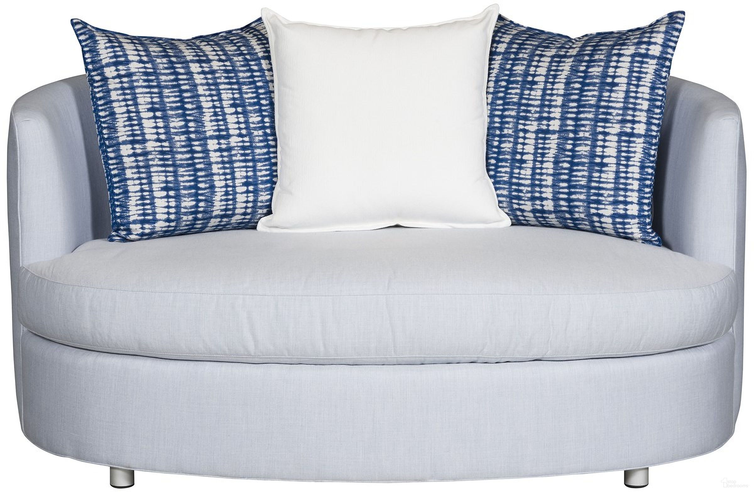 The appearance of Truesdale Outdoor Oval Sette In Gray and Blue designed by Vanguard Furniture in the modern / contemporary interior design. This gray and blue piece of furniture was selected by 1StopBedrooms from Truesdale Collection to add a touch of cosiness and style into your home. Sku: OW113-SE_551247. Material: Fabric.