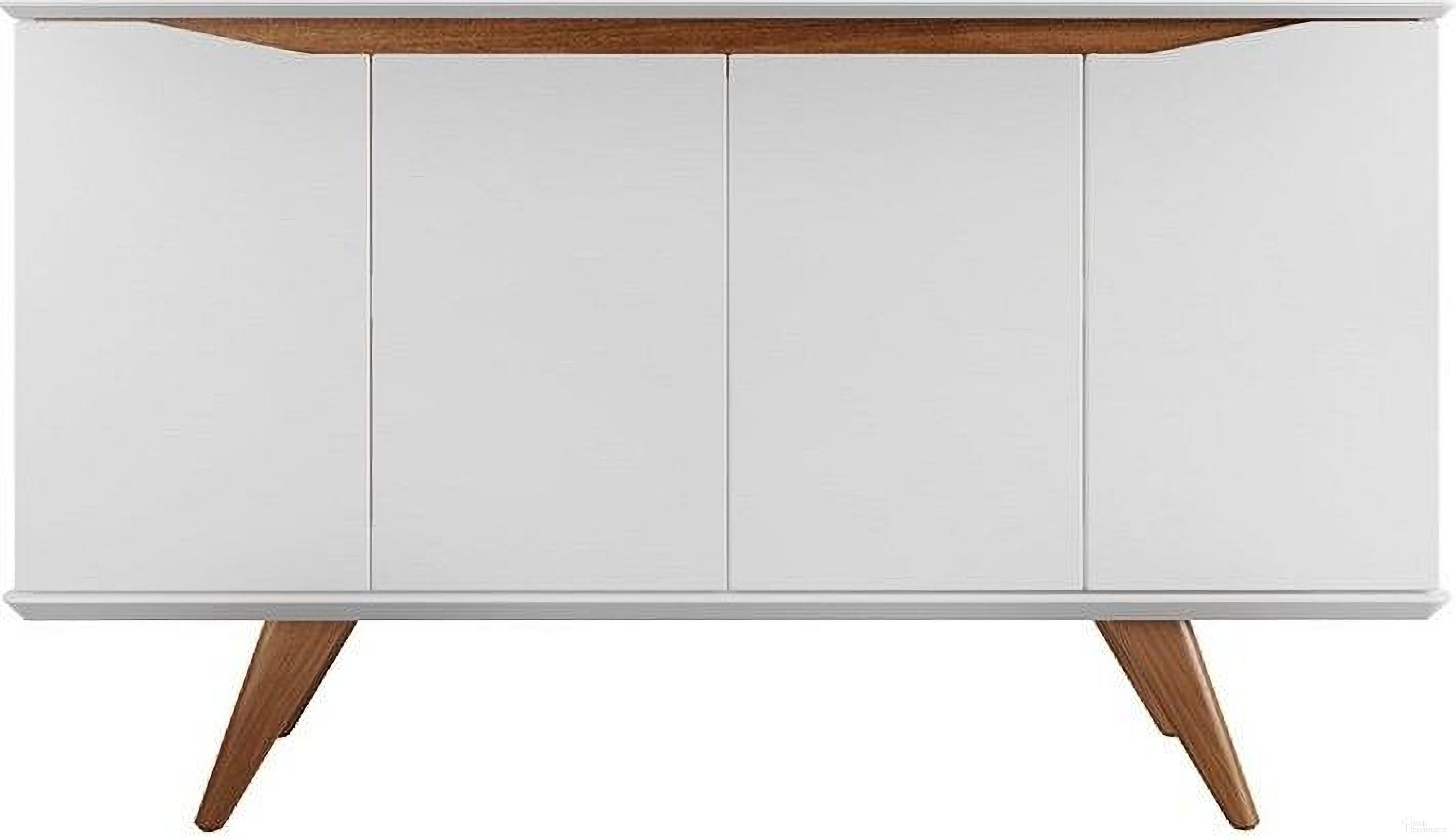 Tudor 53.15 Sideboard With 4 Shelves In White Matte And Maple Cream