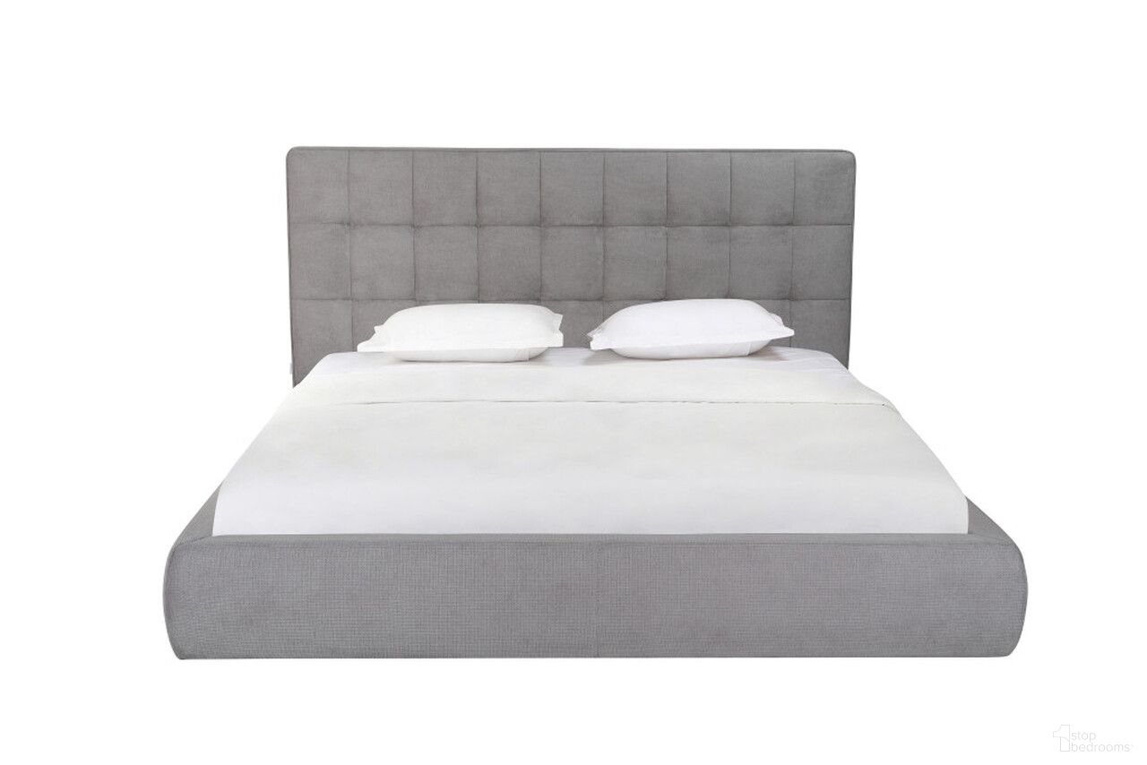 Tufted Linen Blend Upholstered King Bed Frame In Gray