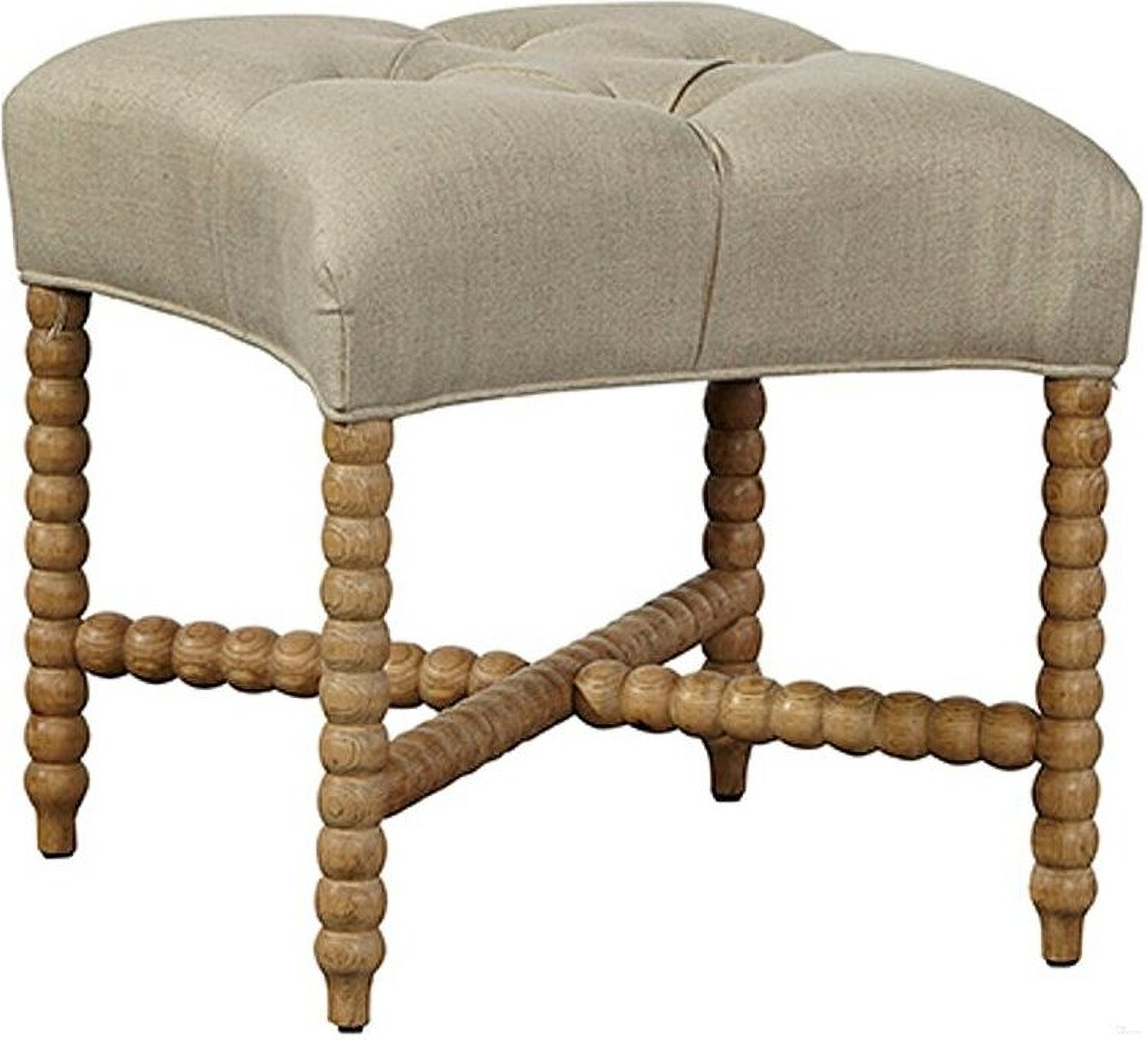 The appearance of Tufted Linen Stool designed by Furniture Classics in the traditional interior design. This linen piece of furniture  was selected by 1StopBedrooms from Tufted Collection to add a touch of cosiness and style into your home. Sku: 70944. Material: Wood.
