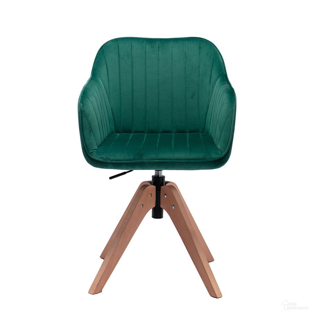 The appearance of Tufted Upholstered Velvet Dining Arm Chair In Green and Natural designed by Homeroots in the transitional interior design. This green and natural piece of furniture was selected by 1StopBedrooms from to add a touch of cosiness and style into your home. Sku: 521186. Material: Velvet. Chair Type: Arm Chair.