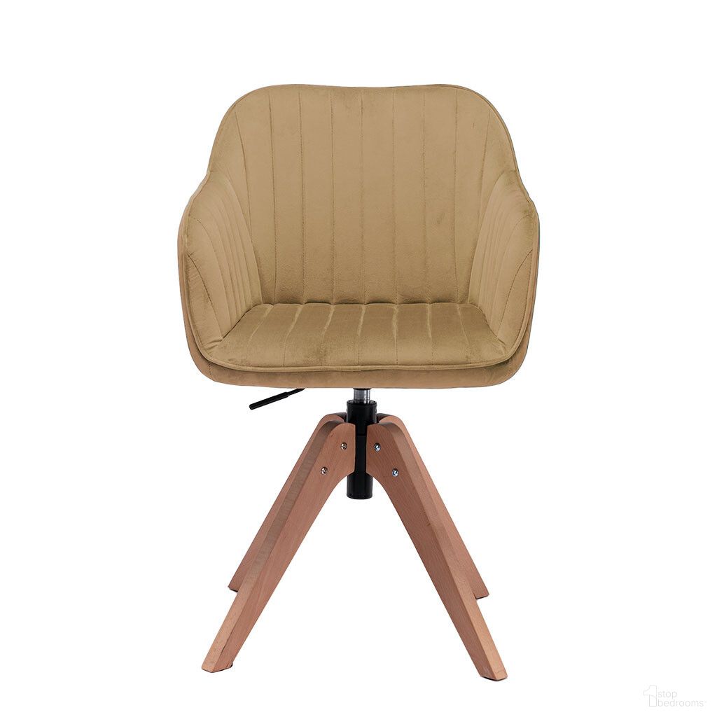 The appearance of Tufted Upholstered Velvet Dining Arm Chair In Natural and Champagne designed by Homeroots in the transitional interior design. This natural/champagne piece of furniture  was selected by 1StopBedrooms from  to add a touch of cosiness and style into your home. Sku: 521187. Material: Velvet. Chair Type: Arm Chair.