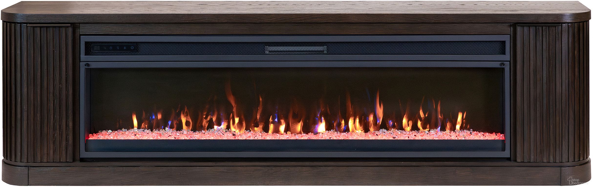 The appearance of Tulane 84 Inch TV Stand with Fireplace Console In Brown designed by Martin Furniture in the modern / contemporary interior design. This brown piece of furniture was selected by 1StopBedrooms from Tulane Collection to add a touch of cosiness and style into your home. Sku: IMTU380FP. Material: Solid Hardwood & Veneers.
