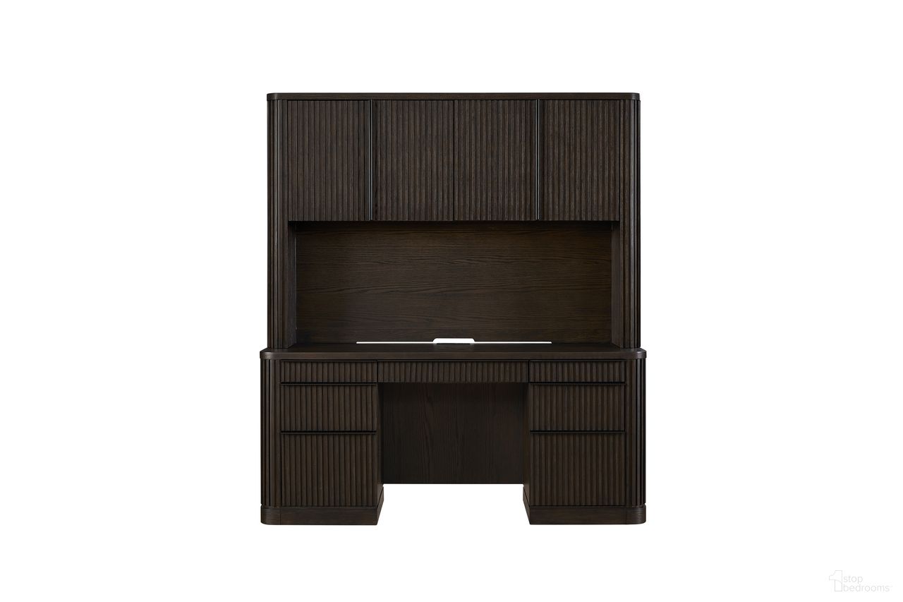 The appearance of Tulane Executive Credenza and Hutch In Brown designed by Martin Furniture in the modern / contemporary interior design. This brown piece of furniture was selected by 1StopBedrooms from Tulane Collection to add a touch of cosiness and style into your home. Sku: IMTU682-689KIT. Material: Solid Hardwood & Veneers.