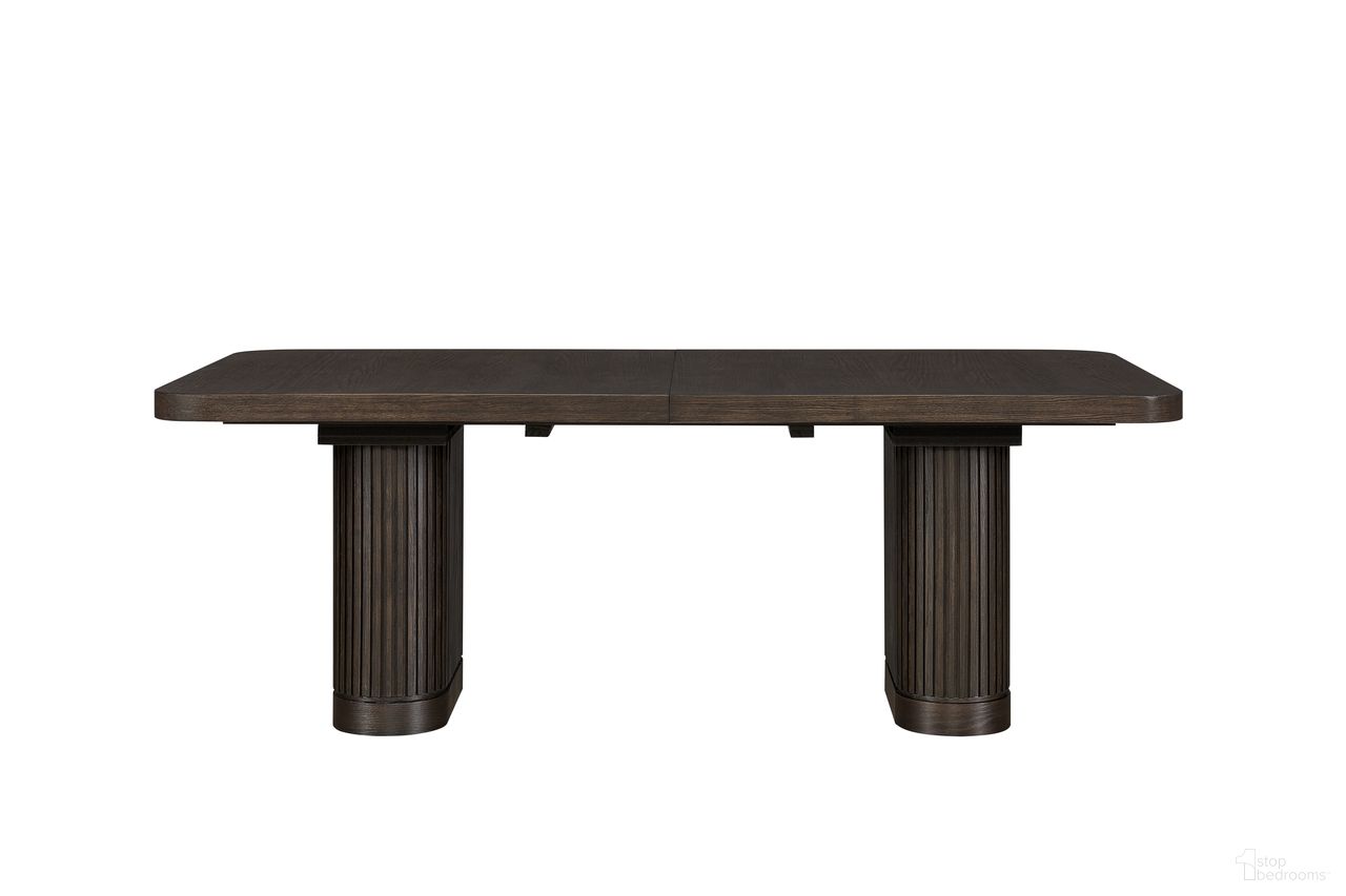 The appearance of Tulane Wood Rectangular Extension Kitchen Dining Table In Brown designed by Martin Furniture in the modern / contemporary interior design. This brown piece of furniture was selected by 1StopBedrooms from Tulane Collection to add a touch of cosiness and style into your home. Sku: IMTU8442T-KIT. Table Base Style: Double Pedestal. Table Top Shape: Rectangular. Size: 42" x 84". Material: Solid Hardwood & Veneers.