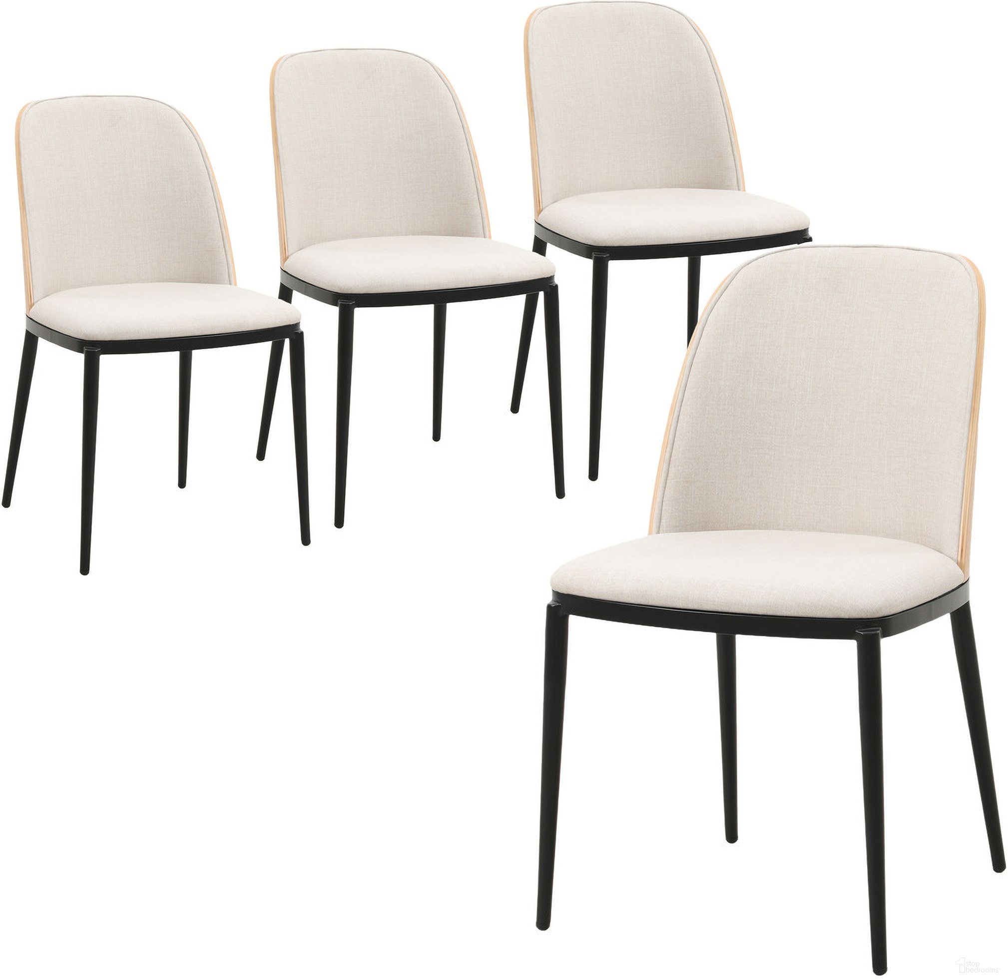 The appearance of Tule Dining Side Chair Set of 4 with Velvet Seat and Steel Frame In Beige and Natural designed by LeisureMod in the transitional interior design. This beige and natural piece of furniture  was selected by 1StopBedrooms from Tule Collection to add a touch of cosiness and style into your home. Sku: TCNW18BG4. Material: Wood. Chair Type: Side Chair.
