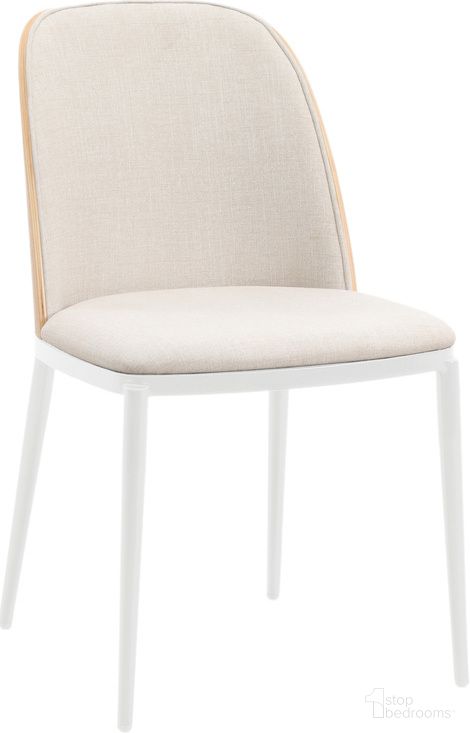 The appearance of Tule Dining Side Chair with Velvet Seat and Steel Frame In Beige and Natural designed by LeisureMod in the transitional interior design. This beige and natural piece of furniture  was selected by 1StopBedrooms from Tule Collection to add a touch of cosiness and style into your home. Sku: TWCNW18BG. Material: Wood. Chair Type: Side Chair.