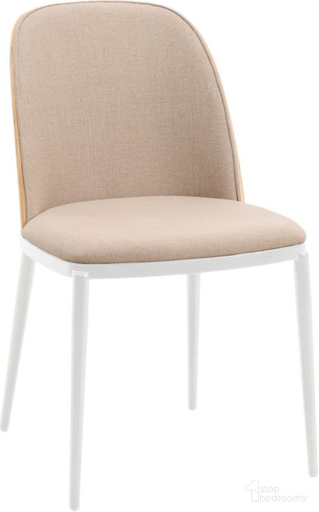 The appearance of Tule Dining Side Chair with Velvet Seat and White Steel Frame In Natural Brown designed by LeisureMod in the transitional interior design. This natural brown piece of furniture was selected by 1StopBedrooms from Tule Collection to add a touch of cosiness and style into your home. Sku: TWCNW18BR. Material: Wood. Chair Type: Side Chair.