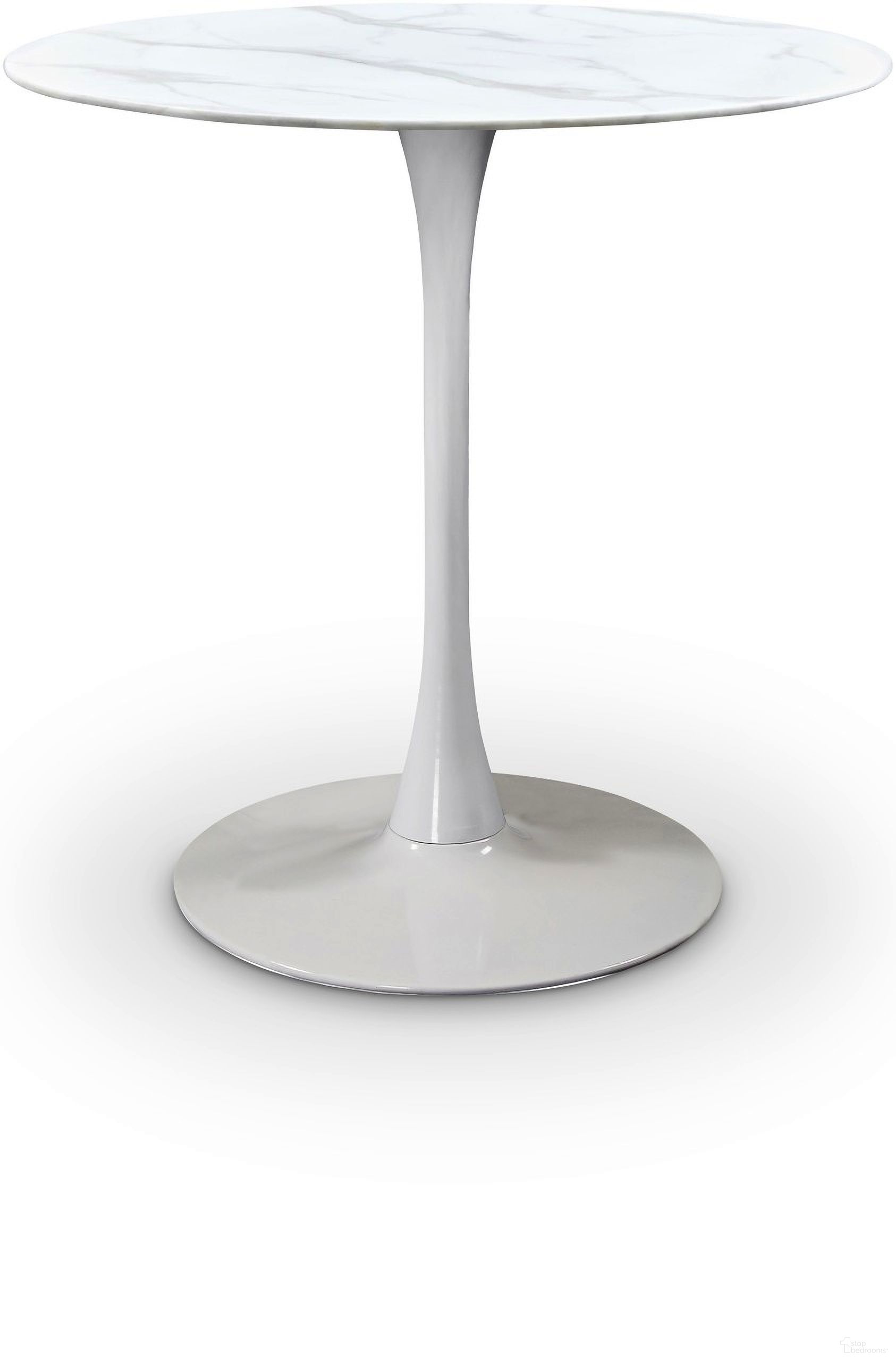 The appearance of Tulip Counter Height Table In White designed by Meridian in the modern / contemporary interior design. This white piece of furniture  was selected by 1StopBedrooms from Tulip Collection to add a touch of cosiness and style into your home. Sku: 929-T Box 1/3 (Top);929-T Box 2/3 (Middle Support Column);929-T Box 3/3 (Base Plate/Square Connection Part/Hardware). Table Base Style: Pedestal. Table Top Shape: Round. Material: Marble. Size: 36".