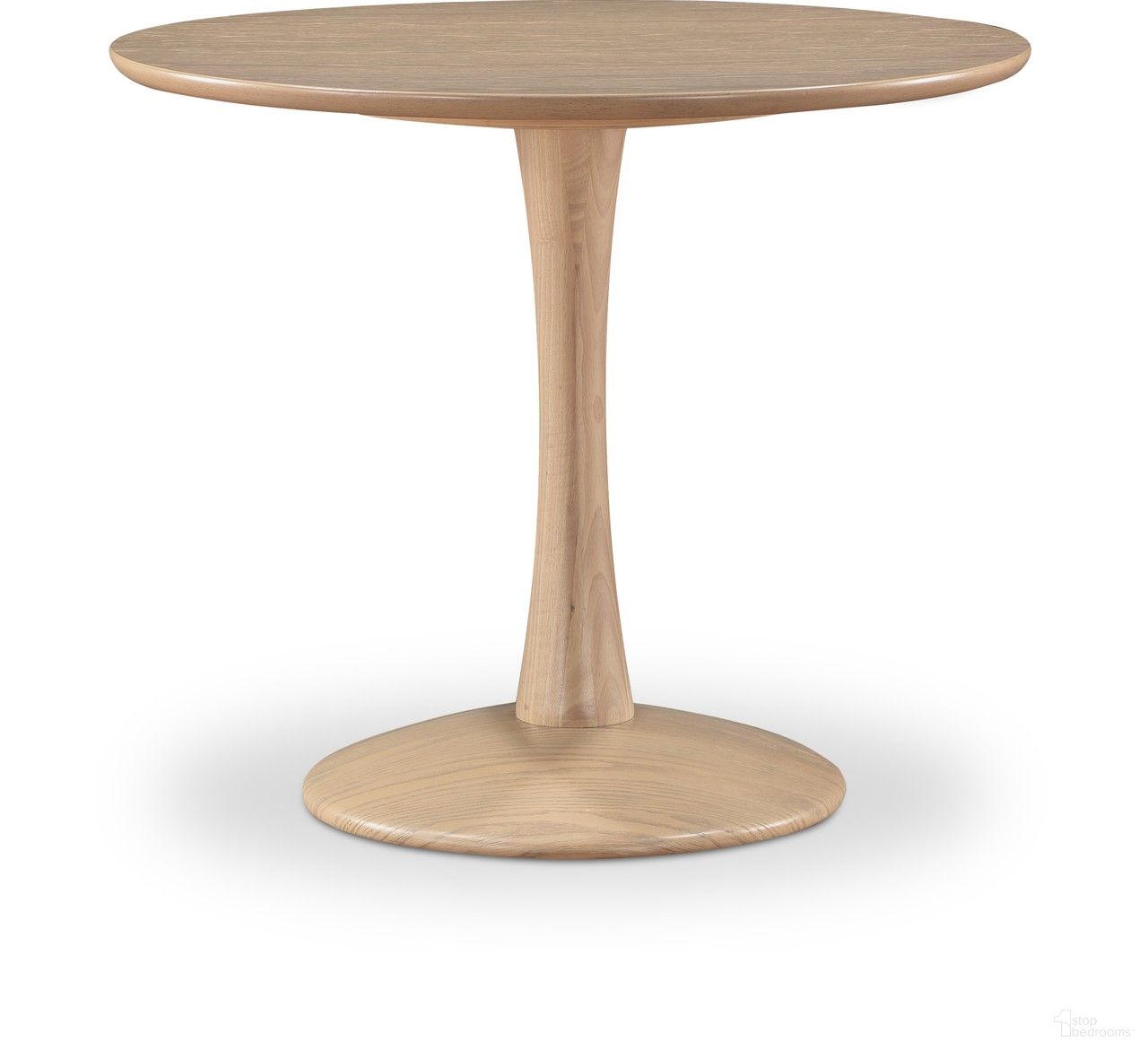 The appearance of Tulip Dining Table In Natural Oak designed by Meridian in the transitional interior design. This natural oak piece of furniture  was selected by 1StopBedrooms from Tulip Collection to add a touch of cosiness and style into your home. Sku: 914Oak-T. Table Base Style: Pedestal. Table Top Shape: Round. Material: Rubberwood. Size: 36".