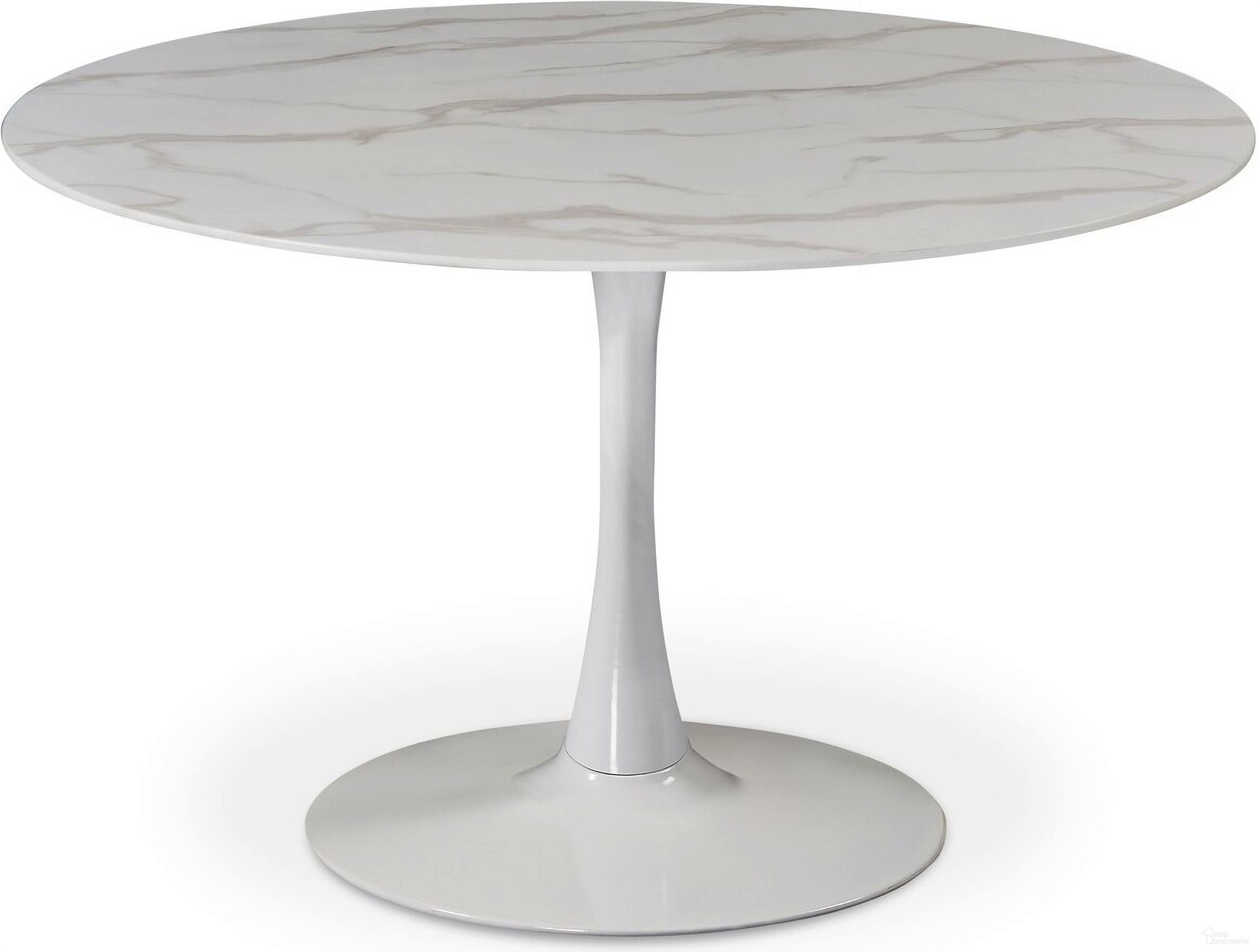 The appearance of Tulip 48-inch Dining Table In White designed by Meridian in the modern / contemporary interior design. This white piece of furniture was selected by 1StopBedrooms from Tulip Collection to add a touch of cosiness and style into your home. Sku: 978-T Box 1/3 (Dining Table);978-T Box 2/3 (Middle Support Column);978-T Box 3/3 (Base plate+Square Connection part+Hardware). Table Base Style: Pedestal. Table Top Shape: Round. Material: Marble. Size: 48".