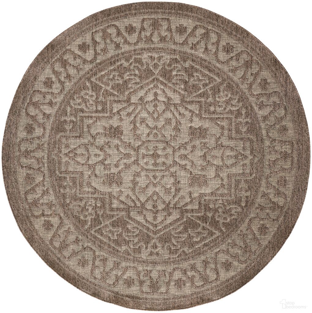 Tulum 8' x 8' Round Outdoor Rug In Brown