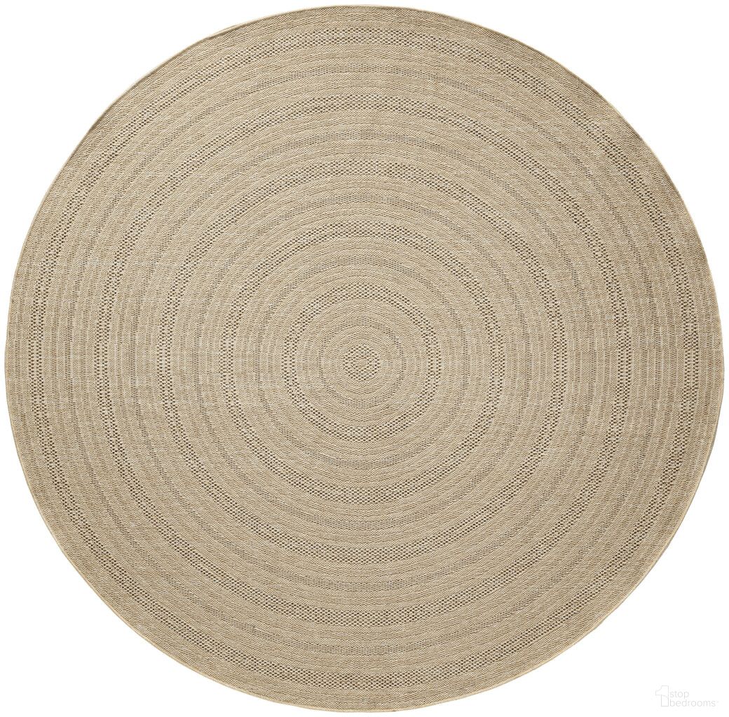 Tulum 8' x 8' Round Outdoor Rug In Taupe and Grey