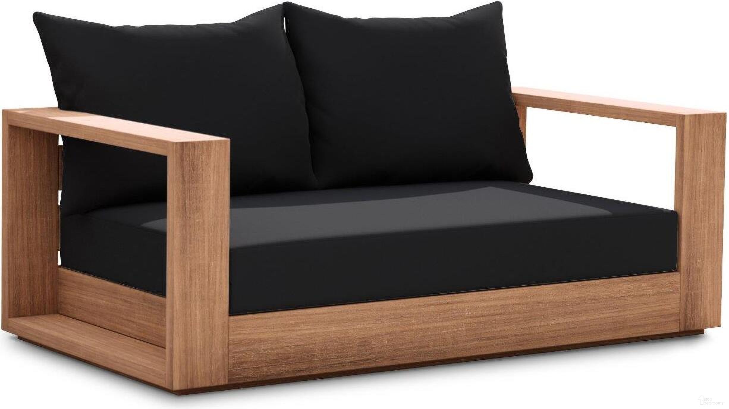 The appearance of Tulum Water Resistant Fabric Outdoor Loveseat In Black designed by Meridian in the modern / contemporary interior design. This black piece of furniture was selected by 1StopBedrooms from Tulum Collection to add a touch of cosiness and style into your home. Sku: 353Black-L. Material: Wood.
