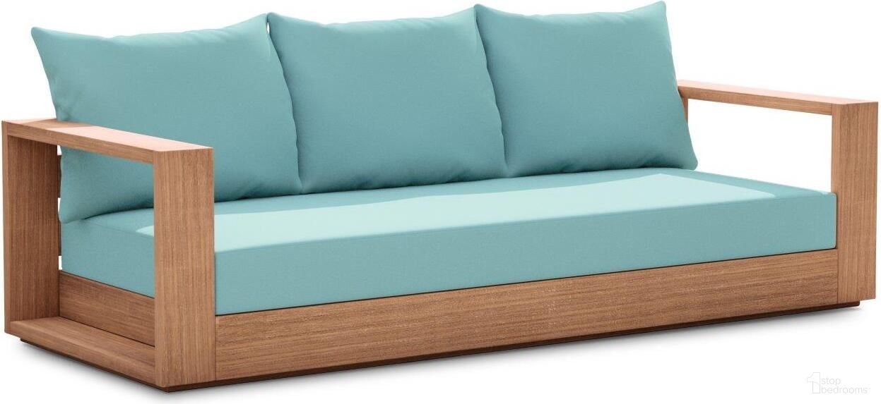 The appearance of Tulum Water Resistant Fabric Outdoor Sofa In Blue designed by Meridian in the modern / contemporary interior design. This blue piece of furniture  was selected by 1StopBedrooms from Tulum Collection to add a touch of cosiness and style into your home. Sku: 353SeaBlue-S. Material: Wood.