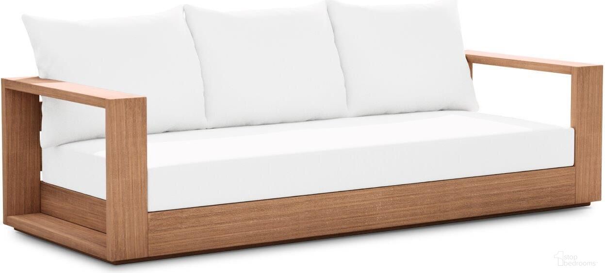The appearance of Tulum Water Resistant Fabric Outdoor Sofa In Off White designed by Meridian in the modern / contemporary interior design. This off white piece of furniture  was selected by 1StopBedrooms from Tulum Collection to add a touch of cosiness and style into your home. Sku: 353White-S. Material: Wood.