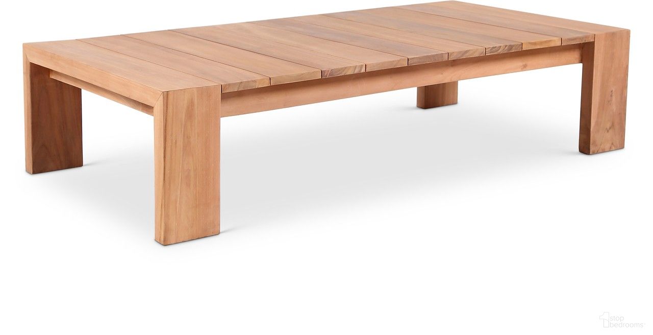 The appearance of Tulum Outdoor Coffee Table In Natural Teak designed by Meridian in the modern / contemporary interior design. This teak piece of furniture  was selected by 1StopBedrooms from Tulum Collection to add a touch of cosiness and style into your home. Sku: 353-CT. Material: Wood. Table Top Shape: Rectangular.