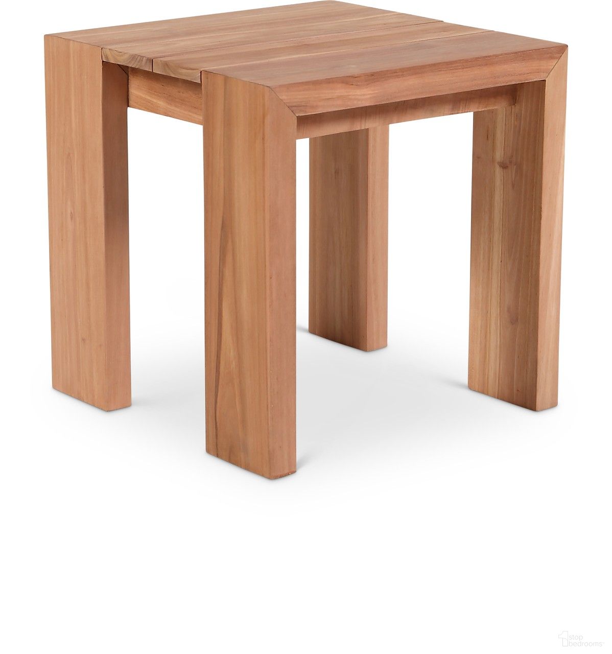 The appearance of Tulum Outdoor End Table In Natural Teak designed by Meridian in the modern / contemporary interior design. This teak piece of furniture was selected by 1StopBedrooms from Tulum Collection to add a touch of cosiness and style into your home. Sku: 353-ET. Table Top Shape: Square. Material: Wood.
