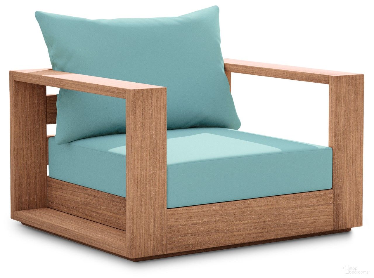 The appearance of Tulum Water Resistant Fabric Outdoor Chair In Blue designed by Meridian in the modern / contemporary interior design. This blue piece of furniture  was selected by 1StopBedrooms from Tulum Collection to add a touch of cosiness and style into your home. Sku: 353SeaBlue-C. Material: Wood.