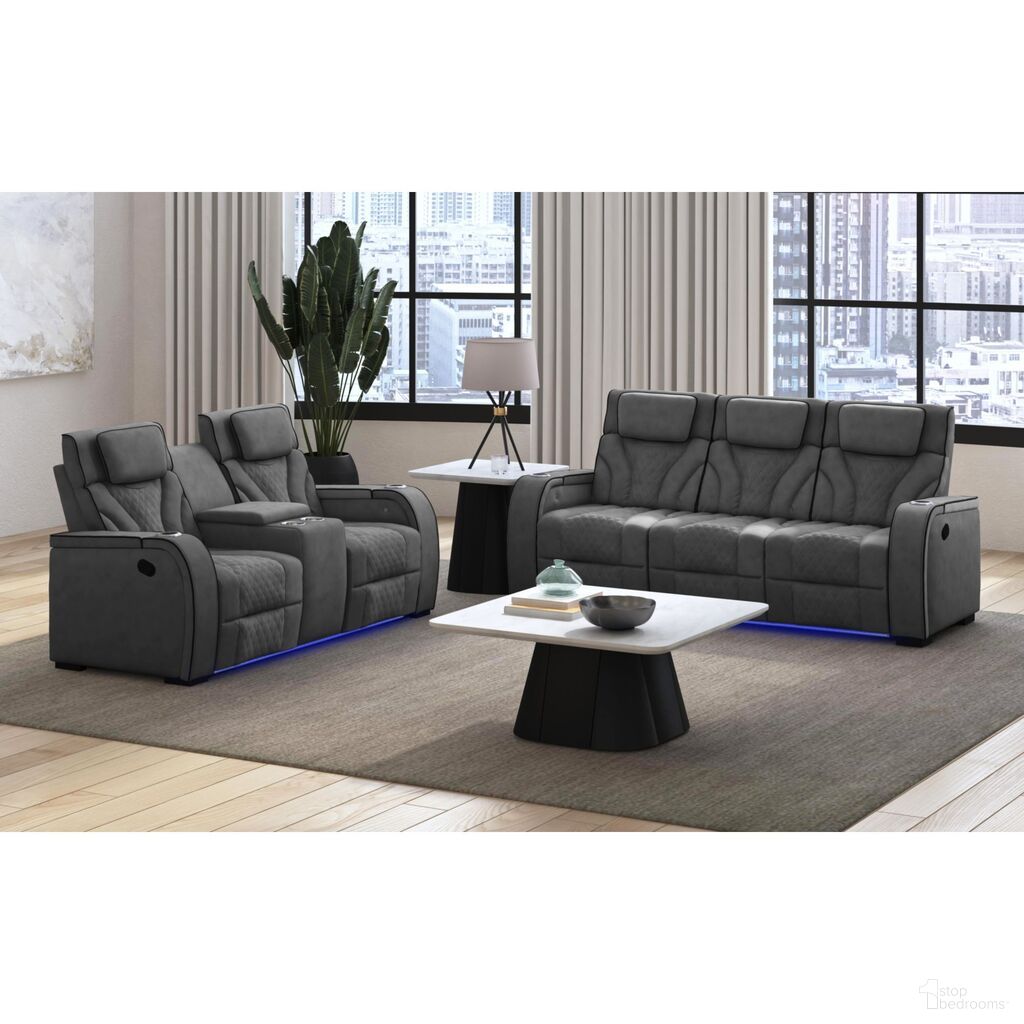 Tundra Motion Living Room Set In Simba Slate and Black Welt
