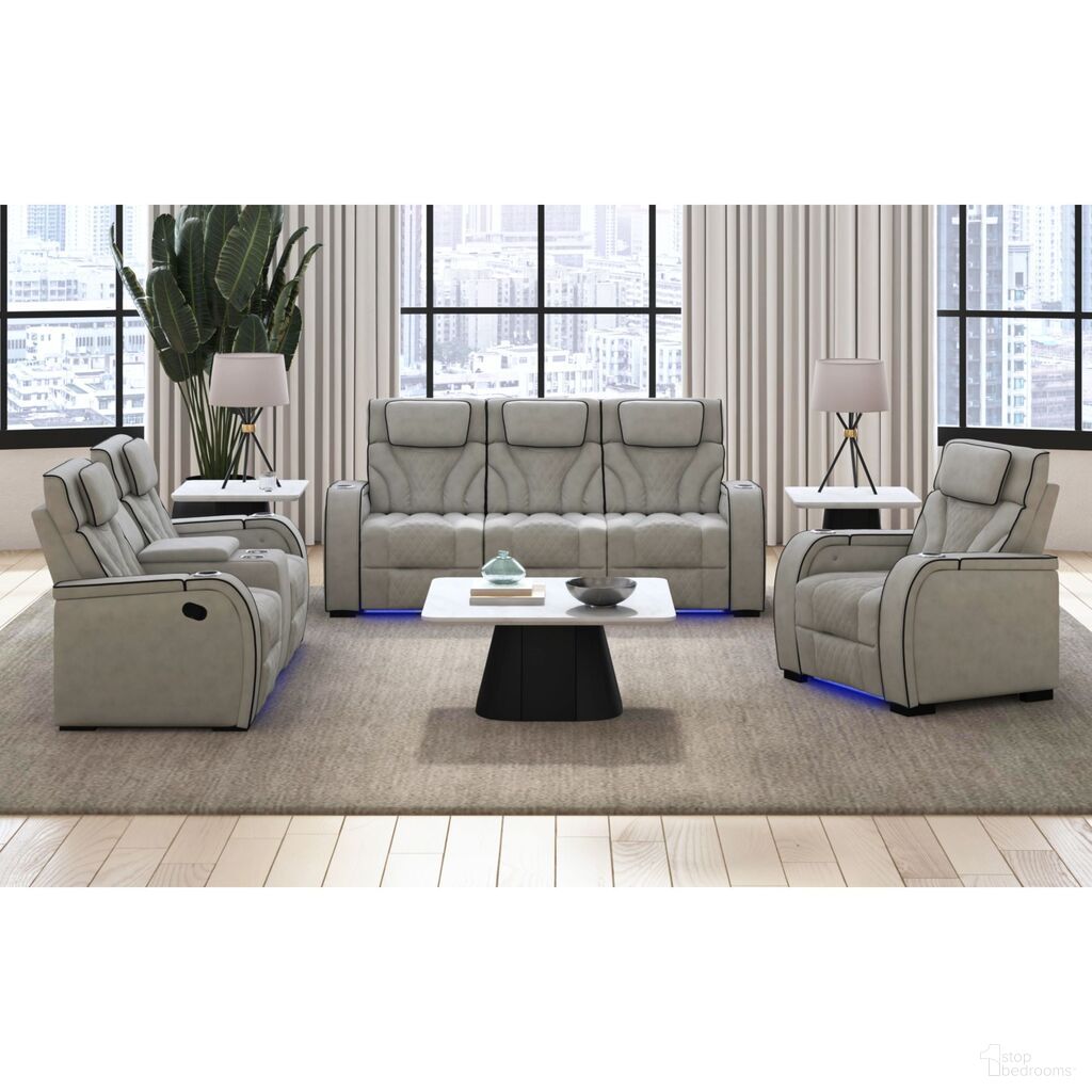 Tundra Motion Living Room Set In Simba Taupe and Black Welt