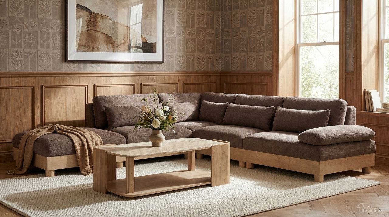 The appearance of Turin 127.75 Inch Chenille Fabric Upholstered 5-Piece Modular Sectional In Brown designed by Meridian in the modern / contemporary interior design. This brown piece of furniture was selected by 1StopBedrooms from Turin Collection to add a touch of cosiness and style into your home. Sku: 612Brown-Armless;612Brown-Armless;612Brown-Corner;612Brown-Ott;612Brown-RAF. Material: Birch Wood.
