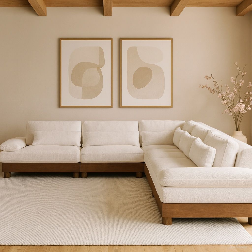The appearance of Turin 167.75 Inch Chenille Fabric Upholstered 6-Piece Modular Sectional In Cream designed by Meridian in the modern / contemporary interior design. This cream piece of furniture was selected by 1StopBedrooms from Turin Collection to add a touch of cosiness and style into your home. Sku: 606Cream-Armless;606Cream-Armless;606Cream-Armless;606Cream-Corner;606Cream-LAF;606Cream-RAF. Material: Birch Wood.