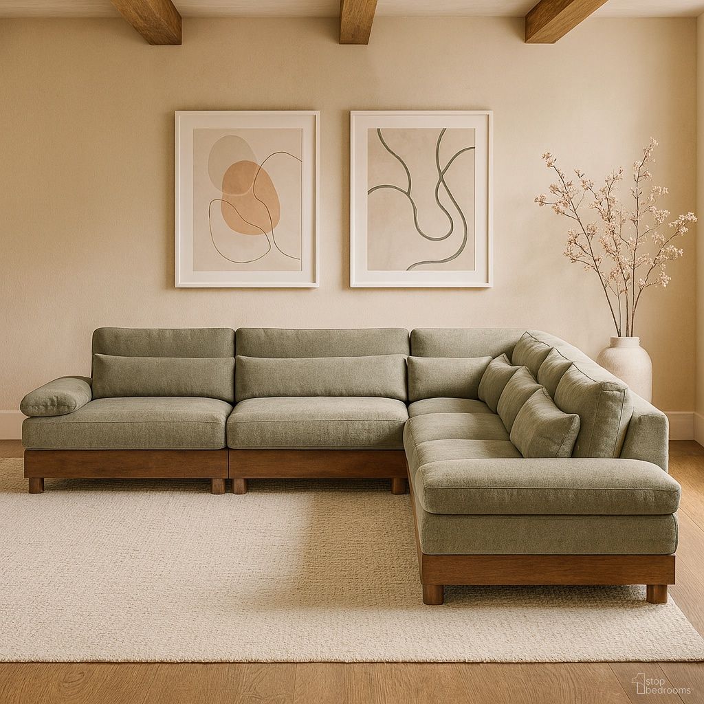The appearance of Turin 167.75 Inch Chenille Fabric Upholstered 6-Piece Modular Sectional In Green designed by Meridian in the modern / contemporary interior design. This green piece of furniture was selected by 1StopBedrooms from Turin Collection to add a touch of cosiness and style into your home. Sku: 606Green-Armless;606Green-Armless;606Green-Armless;606Green-Corner;606Green-LAF;606Green-RAF. Material: Birch Wood.