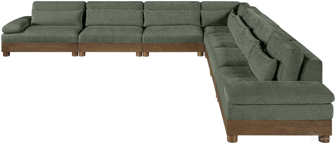 The appearance of Turin 167.75 Inch Chenille Fabric Upholstered 7-Piece Modular Sectional In Green designed by Meridian in the modern / contemporary interior design. This green piece of furniture was selected by 1StopBedrooms from Turin Collection to add a touch of cosiness and style into your home. Sku: 606Green-Armless;606Green-Armless;606Green-Armless;606Green-Armless;606Green-Corner;606Green-LAF;606Green-RAF. Material: Birch Wood.