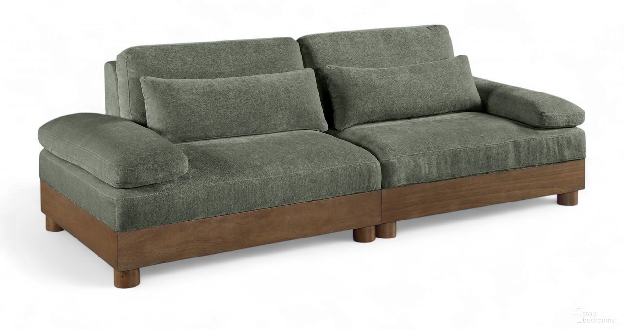 The appearance of Turin 95.5 Inch Chenille Fabric Upholstered 2-Piece Modular Sofa In Green designed by Meridian in the modern / contemporary interior design. This green piece of furniture was selected by 1StopBedrooms from Turin Collection to add a touch of cosiness and style into your home. Sku: 606Green-LAF;606Green-RAF. Material: Birch Wood.