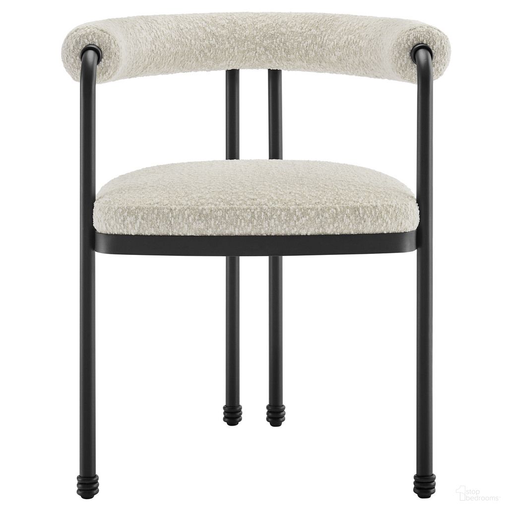 The appearance of Turin Curved Back Boucle and Metal Dining Accent Chair In Black Pearl designed by Modway in the modern / contemporary interior design. This black pearl piece of furniture was selected by 1StopBedrooms from Turin Collection to add a touch of cosiness and style into your home. Sku: EEI-7225-BLK-PRL. Chair Type: Arm Chair. Material: Boucle.
