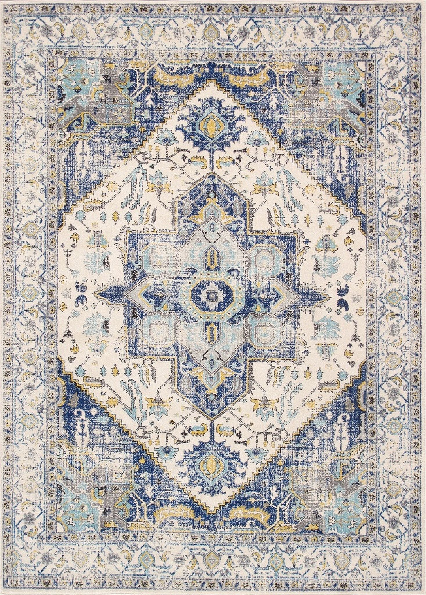Turkish Chelsea Design Area Rug-10' x 14' In Ivory