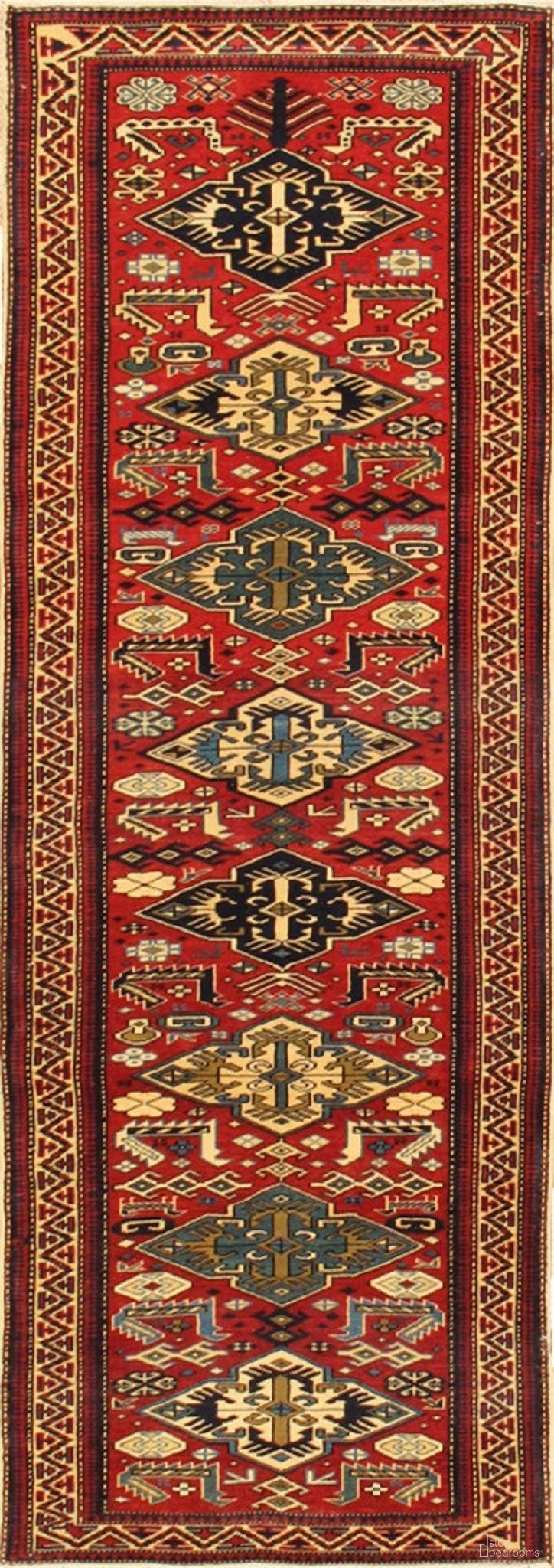 Turkish Kazak Collection Hand-Knotted Lamb's Wool Runner, 2'6" x 6'8" In Ivory and Red