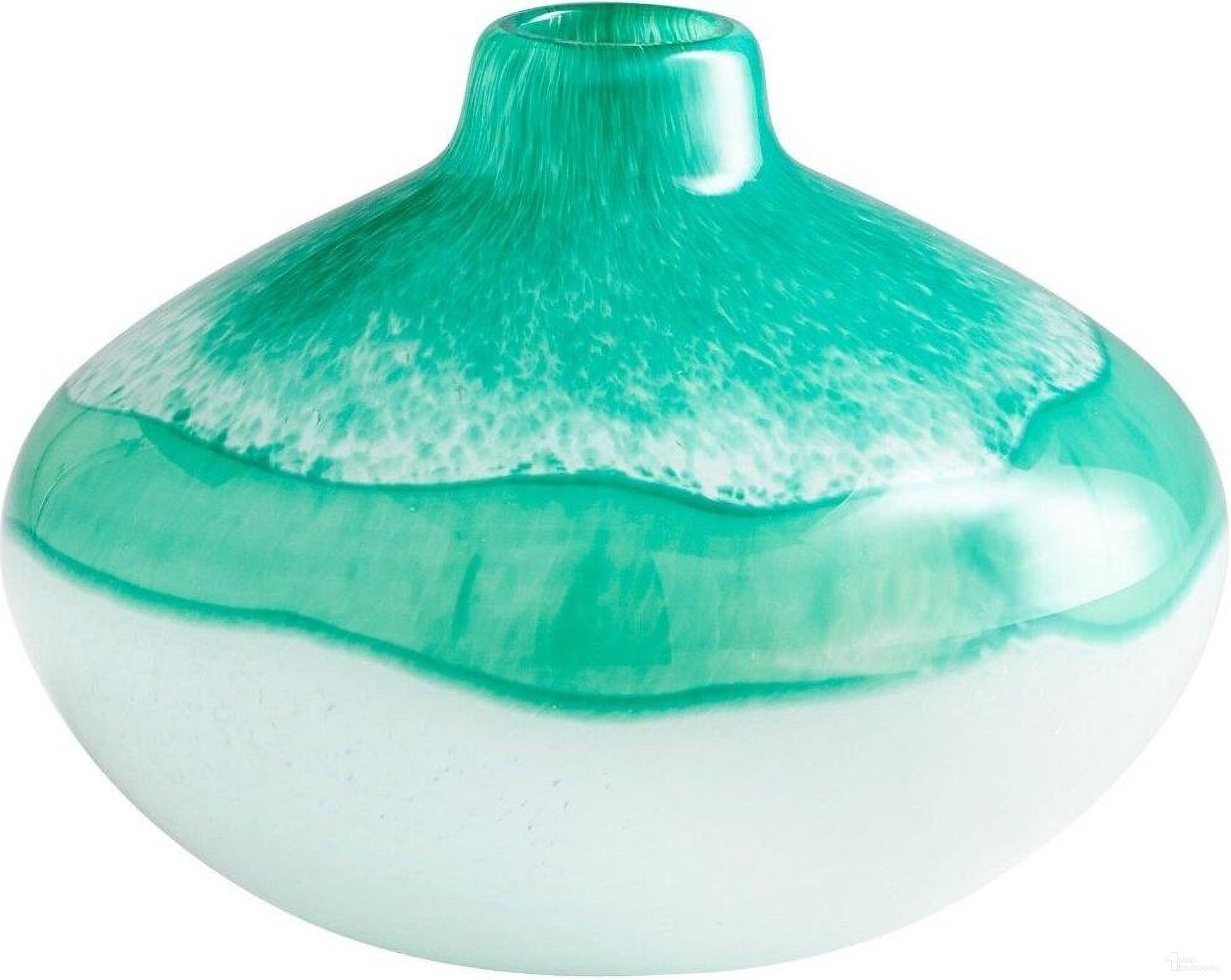 Turquoise And White Small Iced Marble Vase