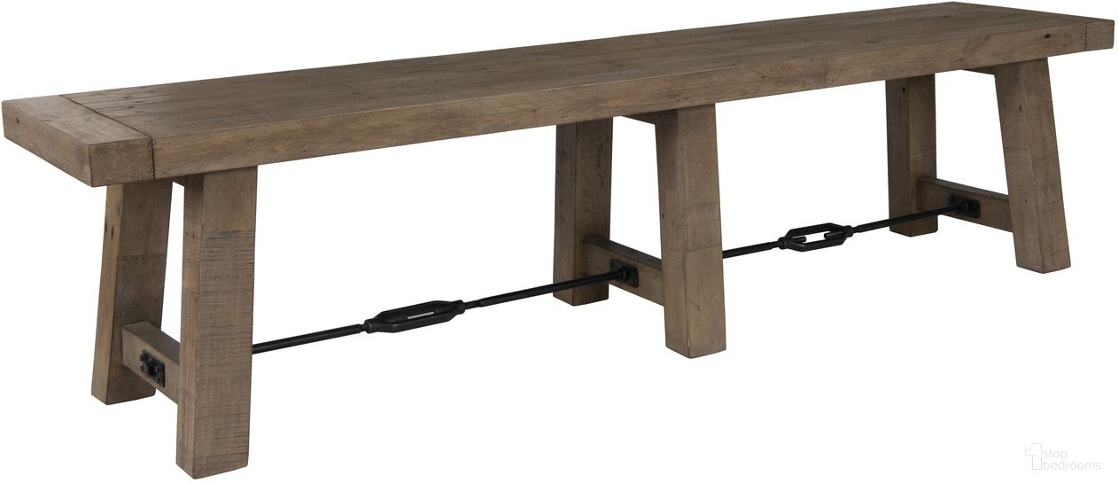 The appearance of Tuscany 74 Inch Bench In Distressed Brown designed by Classic Home in the transitional interior design. This distressed brown piece of furniture  was selected by 1StopBedrooms from Tuscany Collection to add a touch of cosiness and style into your home. Sku: 53004177. Material: Reclaimed Pine Wood.