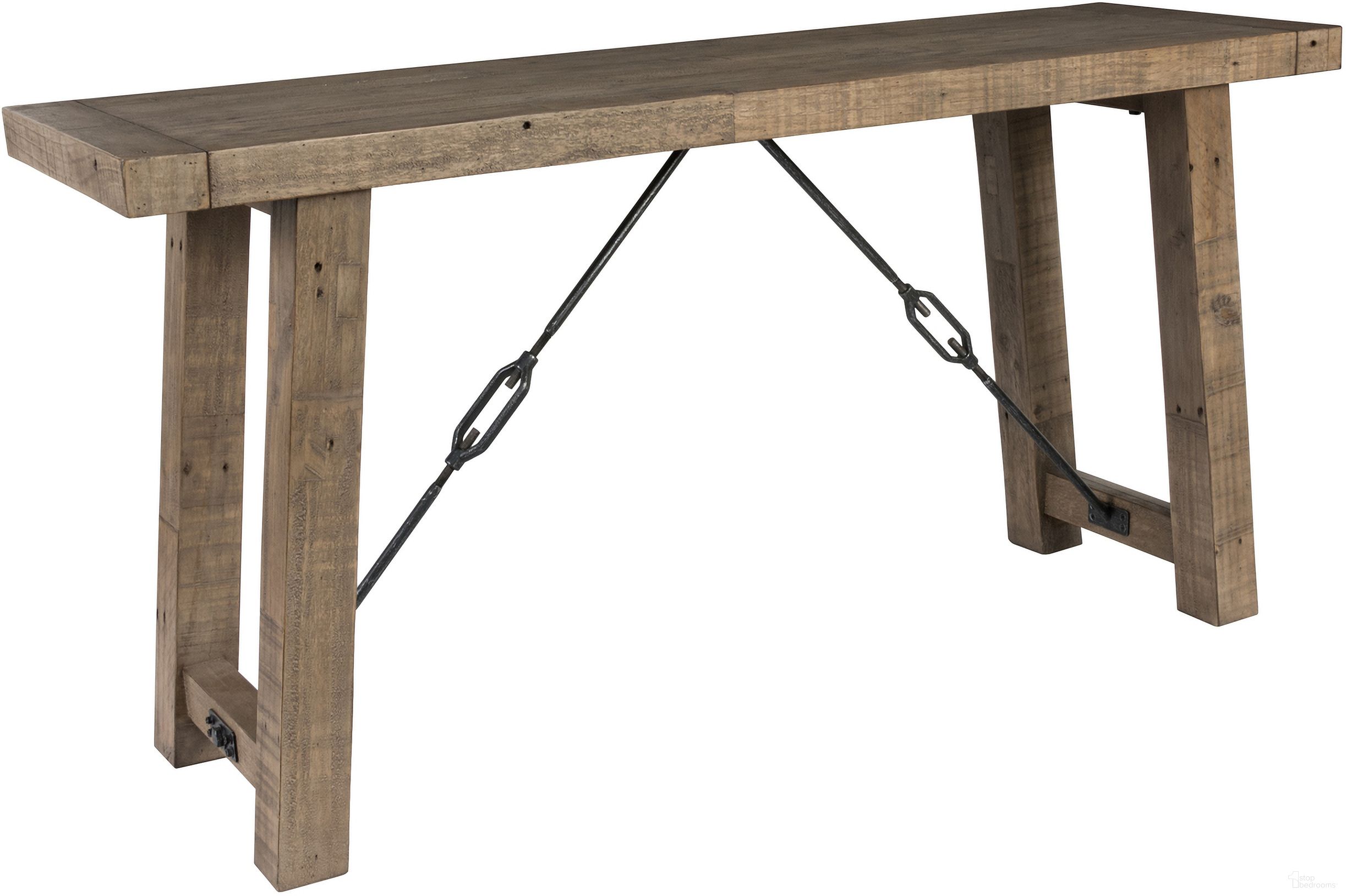 The appearance of Tuscany Console Table In Distressed Brown designed by Classic Home in the transitional interior design. This distressed brown piece of furniture  was selected by 1StopBedrooms from Tuscany Collection to add a touch of cosiness and style into your home. Sku: 51030832. Material: Reclaimed Pine Wood.