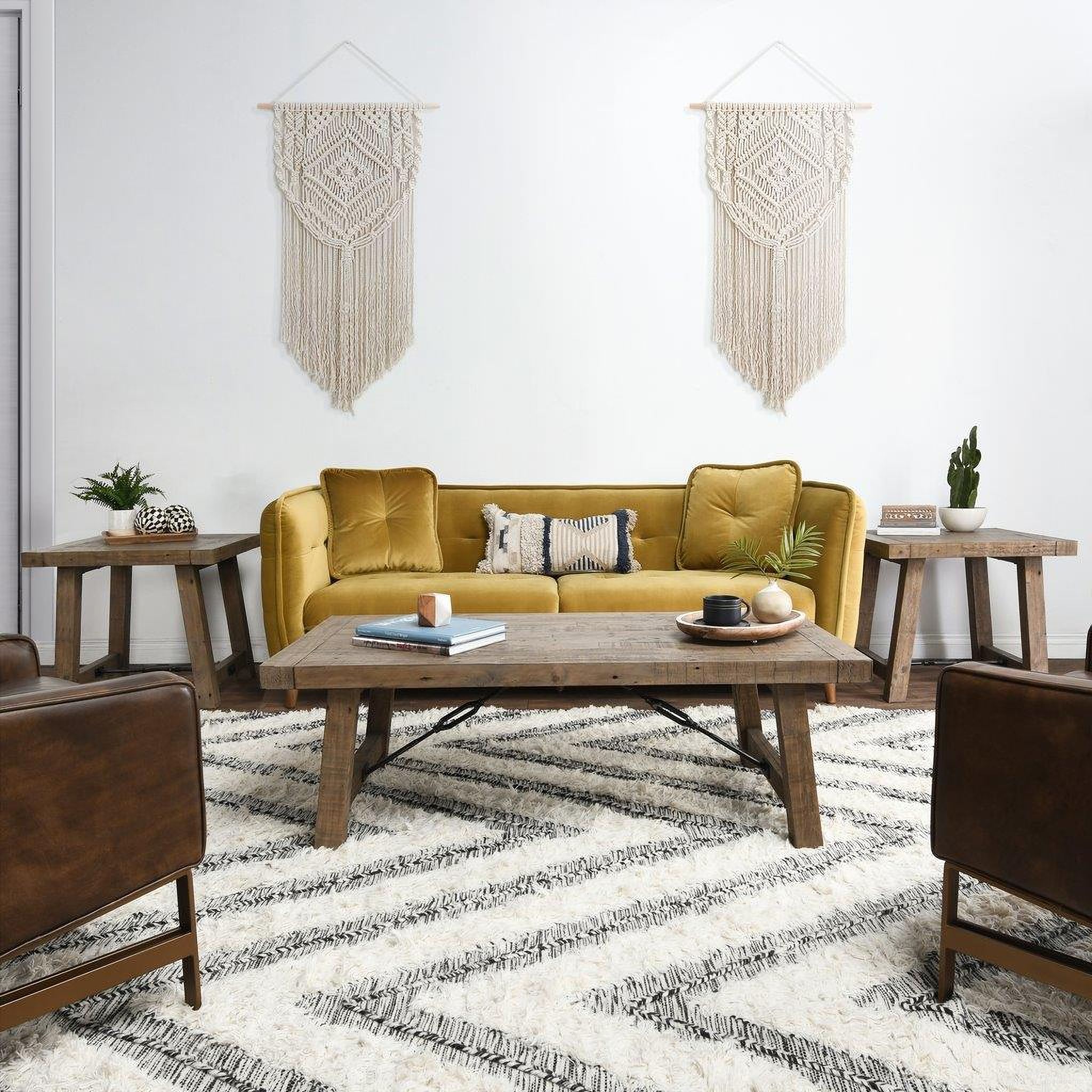 The appearance of Tuscany Occasional Table Set In Distressed Brown designed by Classic Home in the transitional interior design. This distressed brown piece of furniture  was selected by 1StopBedrooms from Tuscany Collection to add a touch of cosiness and style into your home. Sku: 51030830;51030831. Material: Reclaimed Pine Wood.