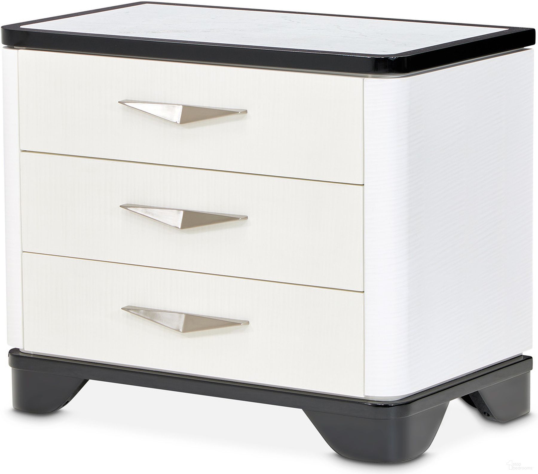 The appearance of Tuxedo Large Nightstand In Piano Keyboard designed by Michael Amini in the modern / contemporary interior design. This black piece of furniture was selected by 1StopBedrooms from Tuxedo Collection to add a touch of cosiness and style into your home. Sku: 9087042-832. Material: Poplar.