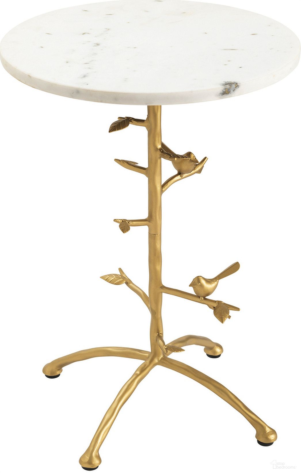The appearance of Tweety Bird Round Accent/End Table In White and Gold designed by Crestview Collection in the traditional interior design. This white/gold piece of furniture  was selected by 1StopBedrooms from  to add a touch of cosiness and style into your home. Sku: CVFNR834. Material: Marble.