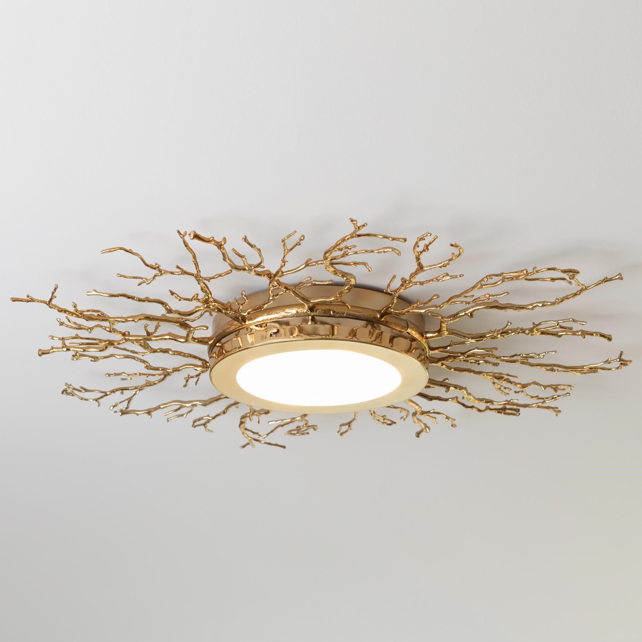 The appearance of Twig Ceiling Fixture In Brass designed by Global Views in the modern / contemporary interior design. This gold piece of furniture  was selected by 1StopBedrooms from Twig Collection to add a touch of cosiness and style into your home. Sku: 993221. Material: Brass.