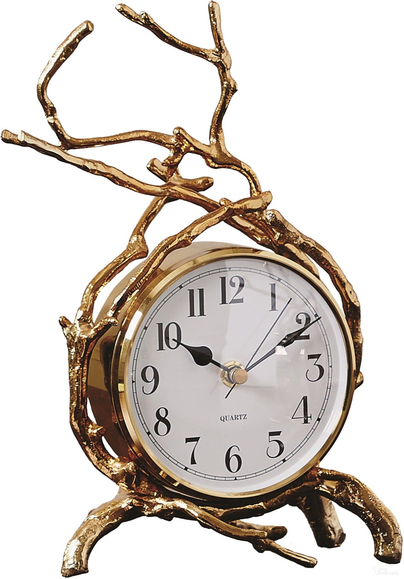 The appearance of Twig Clock In Brass designed by Global Views in the modern / contemporary interior design. This brass piece of furniture  was selected by 1StopBedrooms from Twig Collection to add a touch of cosiness and style into your home. Sku: 992904. Material: Brass.