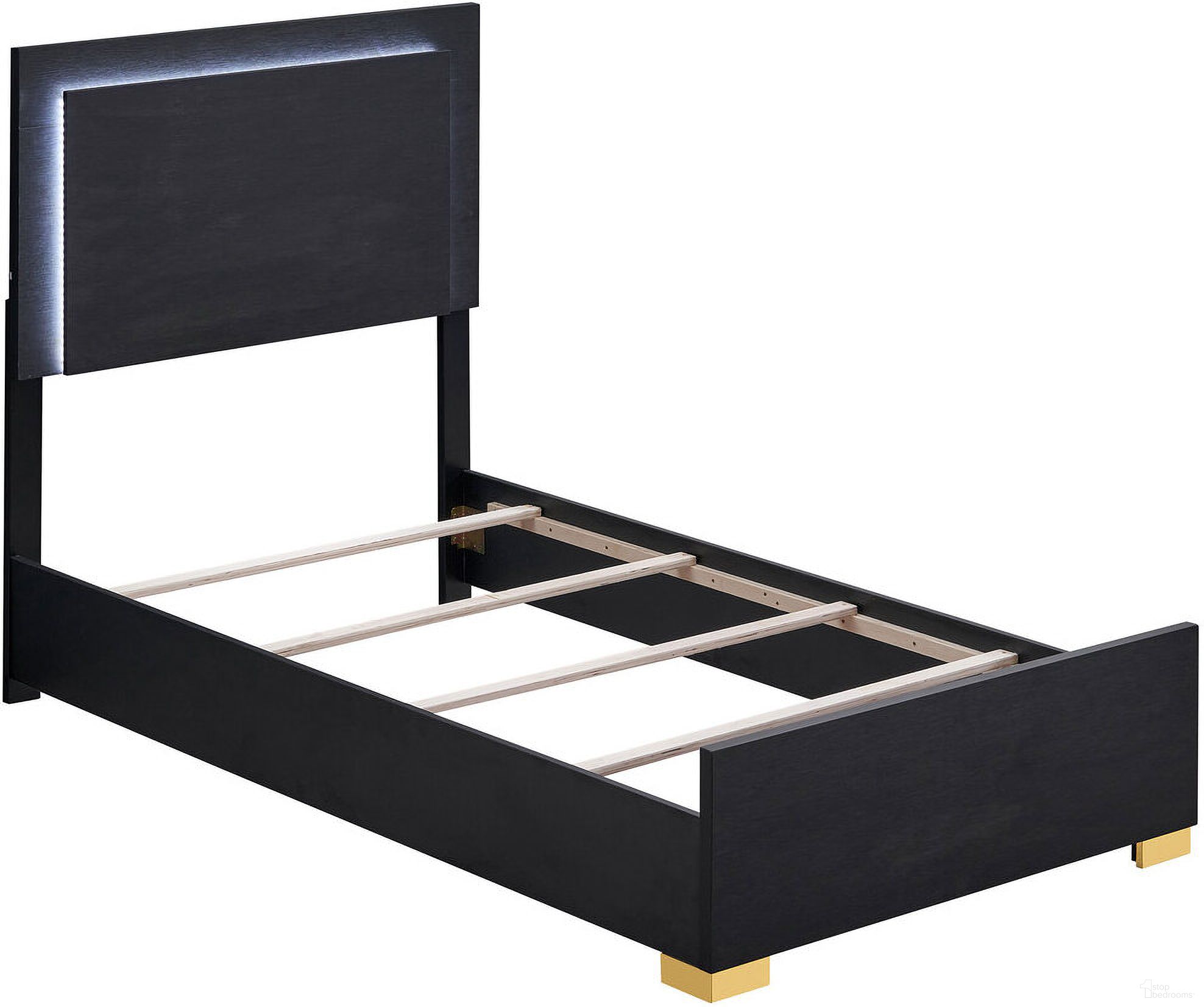 The appearance of Marceline Twin Bed with LED Headboard Black designed by Coaster in the modern / contemporary interior design. This black piece of furniture  was selected by 1StopBedrooms from Marceline Collection to add a touch of cosiness and style into your home. Sku: 222831TB1;222831TB2. Bed Type: Panel Bed. Material: Wood. Bed Size: Twin.