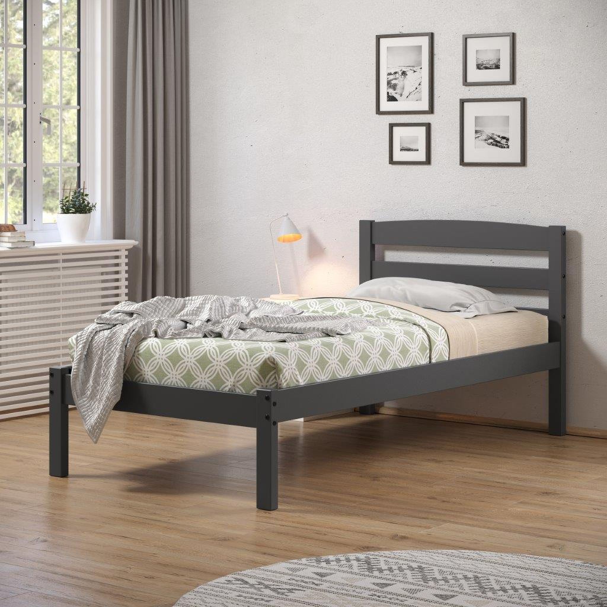 The appearance of Twin Econo Bed In Dark Grey designed by DONCO kids in the modern / contemporary interior design. This dark grey piece of furniture  was selected by 1StopBedrooms from  to add a touch of cosiness and style into your home. Sku: 575-TDG. Bed Type: Platform Bed. Material: Wood. Bed Size: Twin.