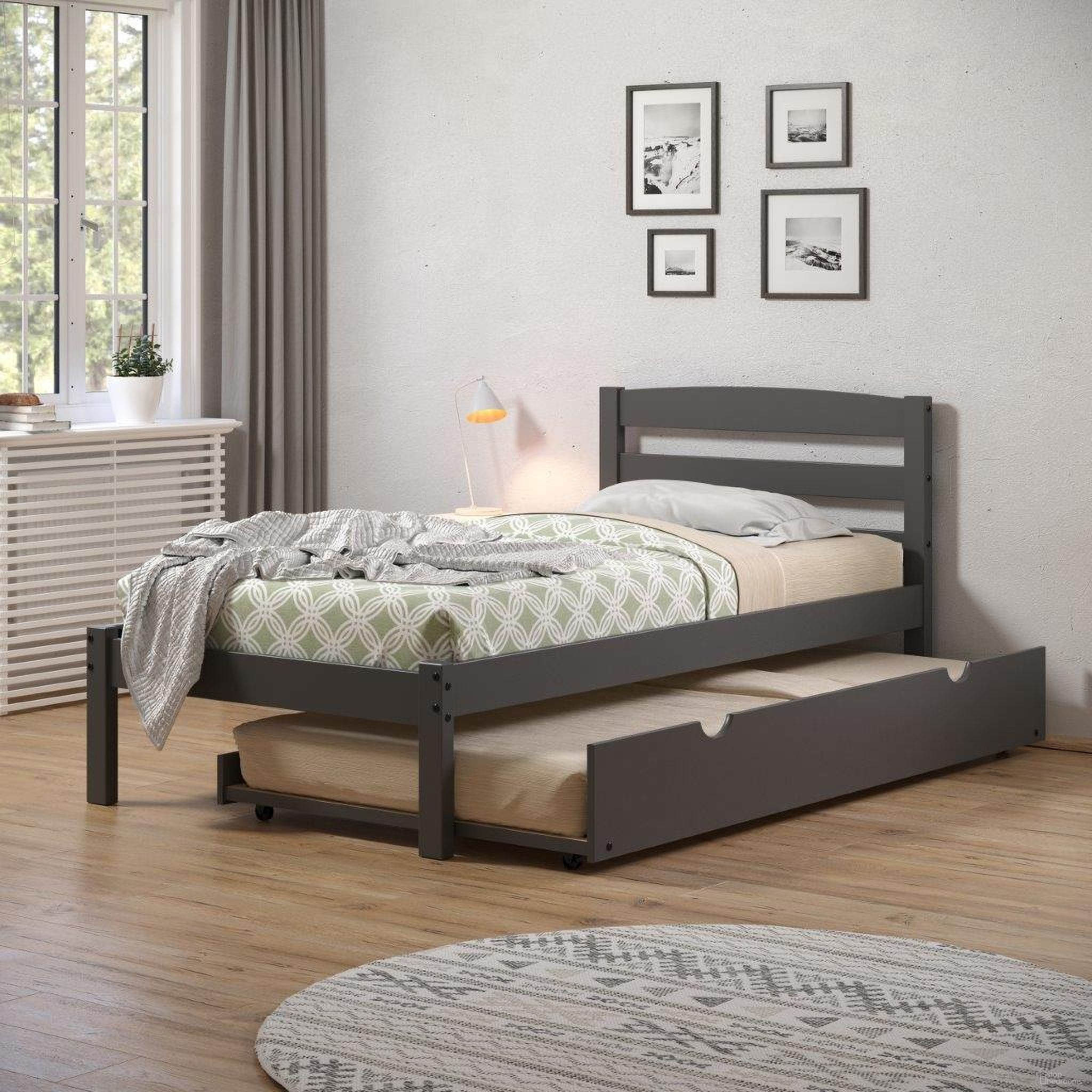Twin Econo Bed With Trundle In Dark Grey Finish