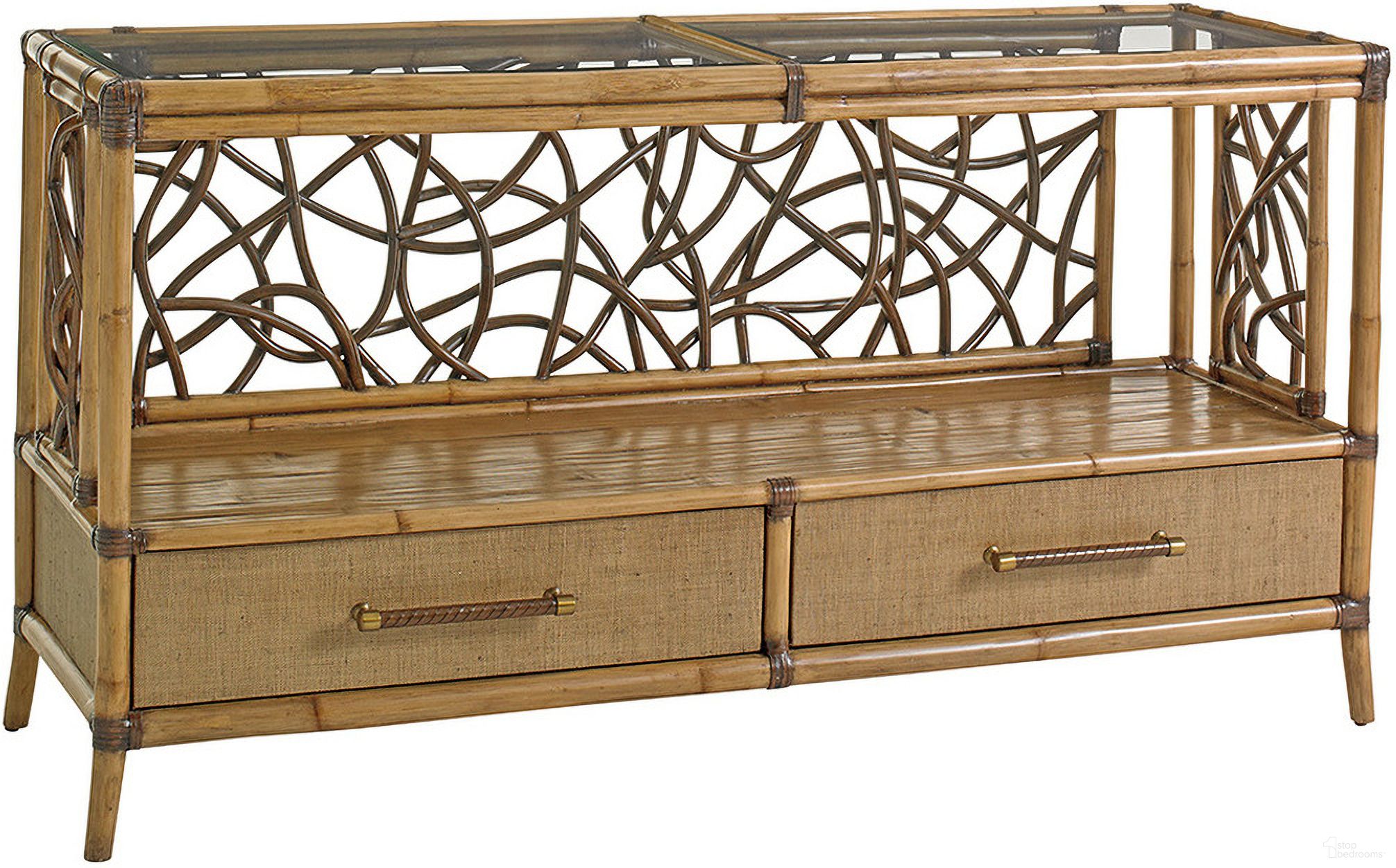 The appearance of Twin Palms Sonesta Serving Console In Sand designed by Tommy Bahama in the cabin / lodge interior design. This sand piece of furniture was selected by 1StopBedrooms from Twin Palms Collection to add a touch of cosiness and style into your home. Sku: 558-869. Material: Wood.