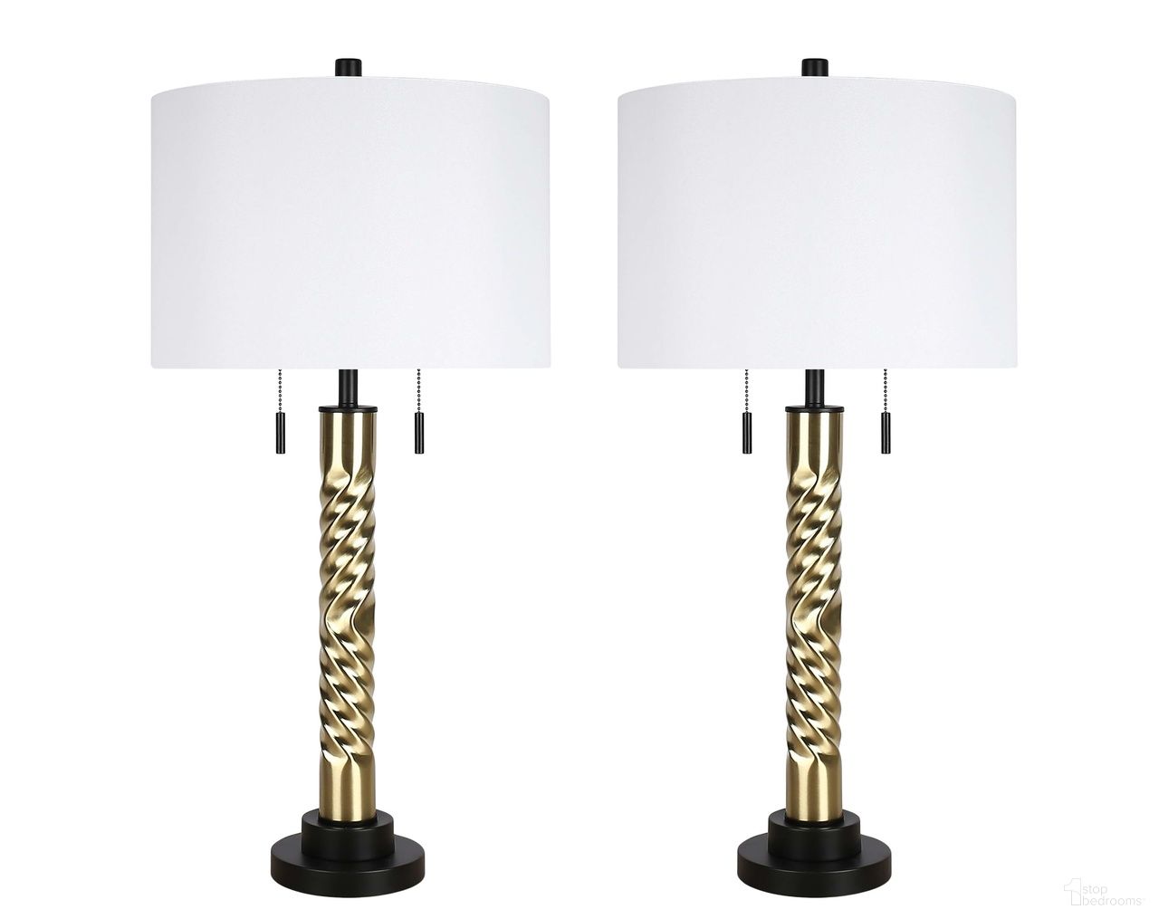 Twist Elegance Metal Table Lamp Set of 2 In Matte Black and Soft Gold