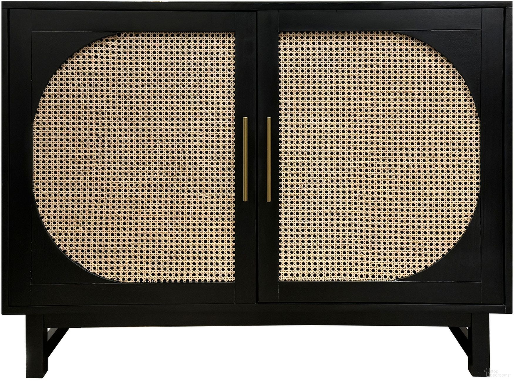 The appearance of Two-Door Cabinet In Black and Tan designed by Crestview Collection in the transitional interior design. This black/tan piece of furniture was selected by 1StopBedrooms from to add a touch of cosiness and style into your home. Sku: CVFDR1176. Material: Solid Wood.