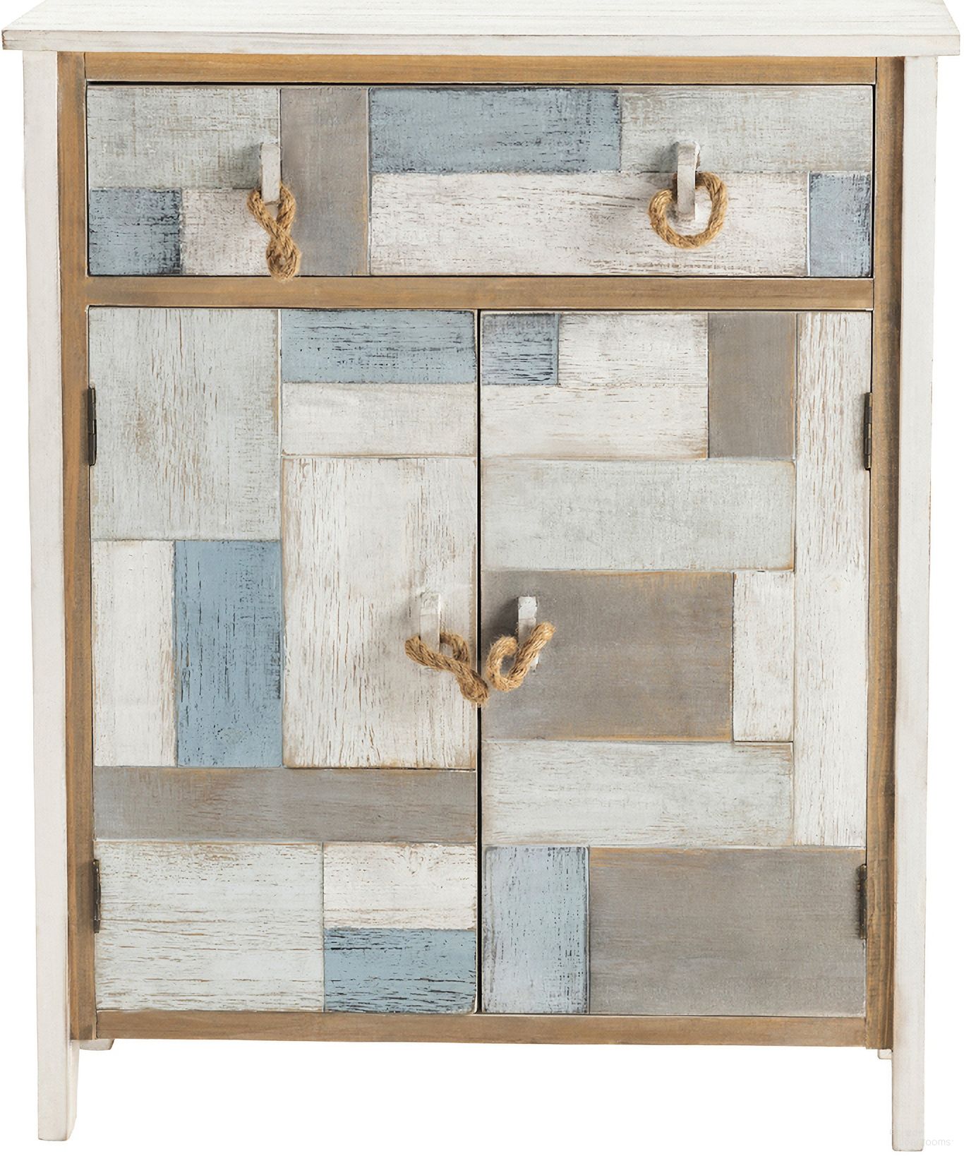 Two-Door One-Drawer Cabinet In Blue and White